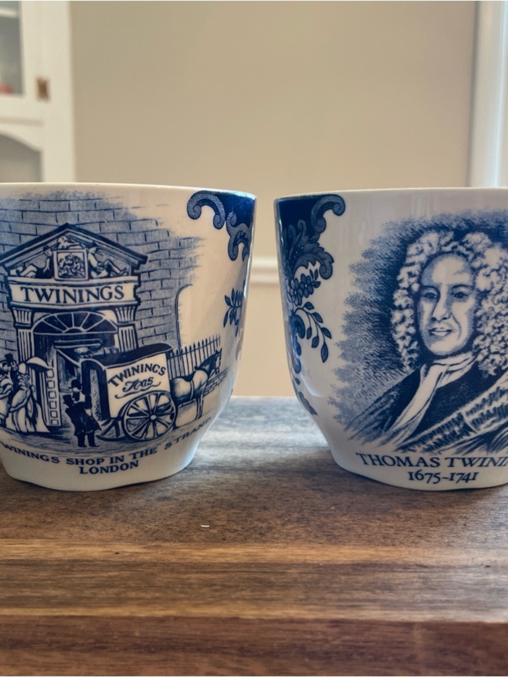 Royal Worcester Blue and White Twinings Portrait Mugs